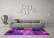 Machine Washable Patchwork Purple Transitional Area Rugs in a Living Room, wshabs2078pur