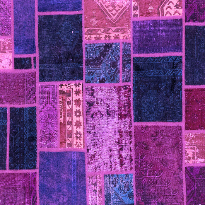 Square Machine Washable Patchwork Purple Transitional Area Rugs, wshabs2078pur
