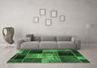 Machine Washable Patchwork Emerald Green Transitional Area Rugs in a Living Room,, wshabs2078emgrn