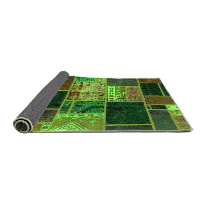 Sideview of Patchwork Green Transitional Rug, abs2078grn