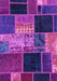 Machine Washable Patchwork Purple Transitional Area Rugs, wshabs2078pur