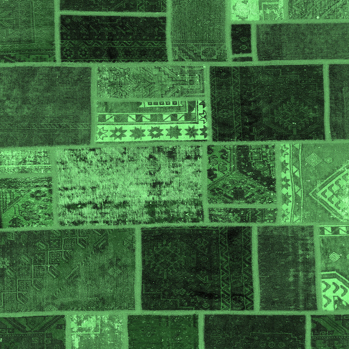 Square Machine Washable Patchwork Emerald Green Transitional Area Rugs, wshabs2078emgrn
