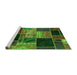 Sideview of Machine Washable Patchwork Green Transitional Area Rugs, wshabs2078grn