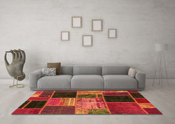 Machine Washable Patchwork Orange Transitional Area Rugs in a Living Room, wshabs2078org