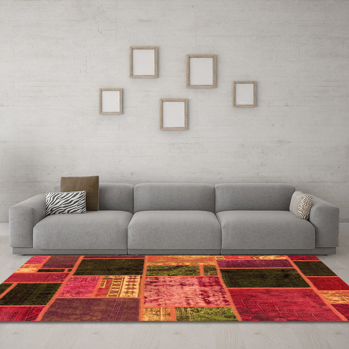 Machine Washable Patchwork Orange Transitional Area Rugs in a Living Room, wshabs2078org