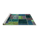 Sideview of Machine Washable Patchwork Turquoise Transitional Area Rugs, wshabs2078turq