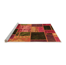 Sideview of Machine Washable Patchwork Orange Transitional Area Rugs, wshabs2078org