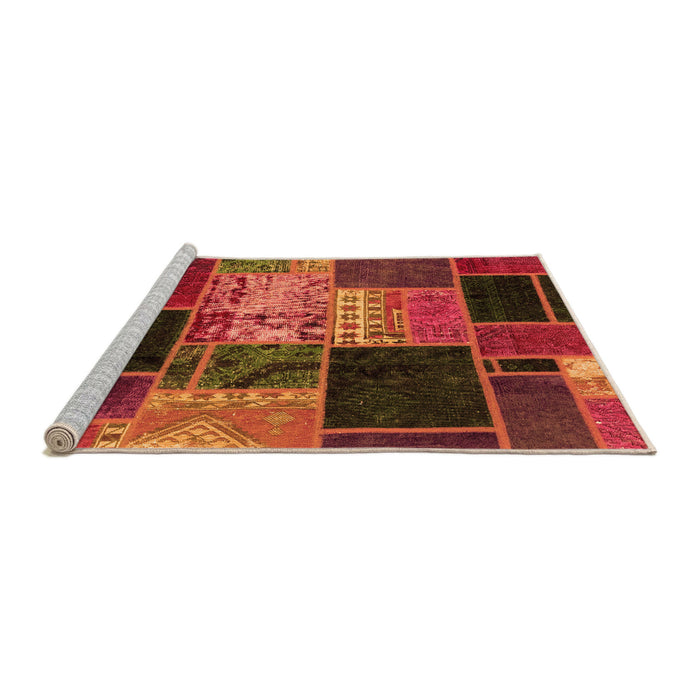 Sideview of Machine Washable Patchwork Orange Transitional Area Rugs, wshabs2078org