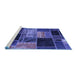 Sideview of Machine Washable Patchwork Blue Transitional Rug, wshabs2078blu