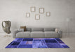 Machine Washable Patchwork Blue Transitional Rug in a Living Room, wshabs2078blu
