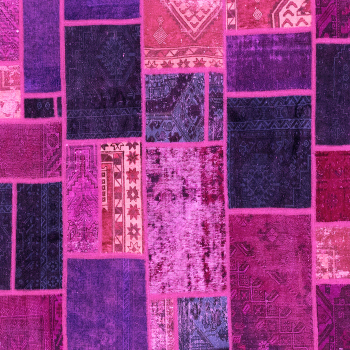 Square Machine Washable Patchwork Pink Transitional Rug, wshabs2078pnk