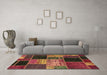 Machine Washable Patchwork Brown Transitional Rug in a Living Room,, wshabs2078brn
