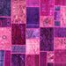 Square Machine Washable Patchwork Pink Transitional Rug, wshabs2079pnk