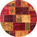 Round Machine Washable Patchwork Orange Transitional Area Rugs, wshabs2079org