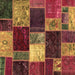 Square Patchwork Brown Transitional Rug, abs2079brn