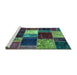 Sideview of Machine Washable Patchwork Turquoise Transitional Area Rugs, wshabs2079turq