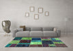 Machine Washable Patchwork Turquoise Transitional Area Rugs in a Living Room,, wshabs2079turq