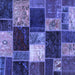 Square Machine Washable Patchwork Blue Transitional Rug, wshabs2079blu