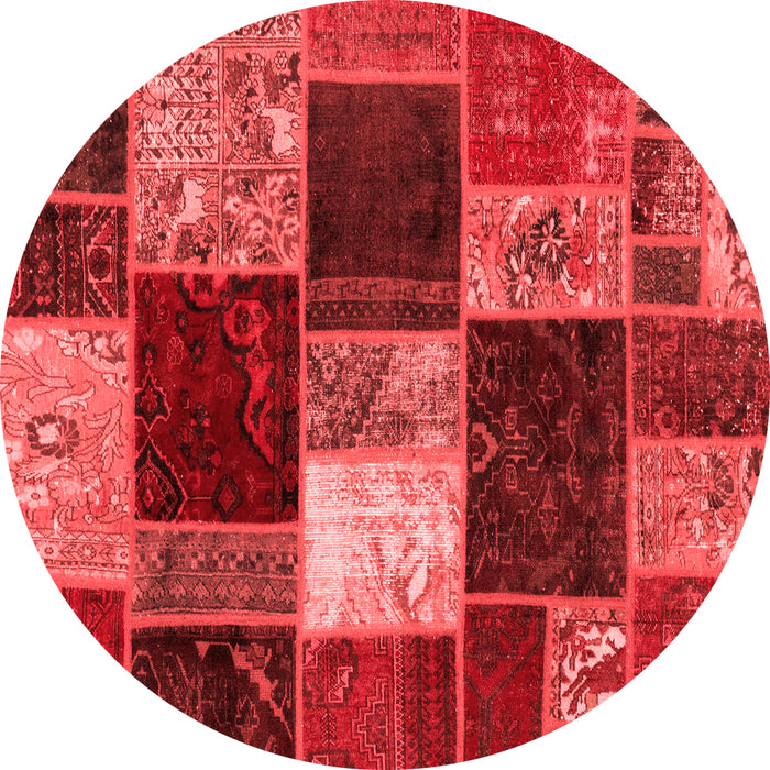 Machine Washable Patchwork Red Transitional Rug, wshabs2079red