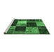 Sideview of Machine Washable Patchwork Emerald Green Transitional Area Rugs, wshabs2079emgrn