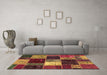 Machine Washable Patchwork Brown Transitional Rug in a Living Room,, wshabs2079brn