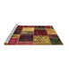Sideview of Machine Washable Patchwork Brown Transitional Rug, wshabs2079brn