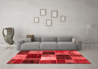 Machine Washable Patchwork Red Transitional Rug, wshabs2079red