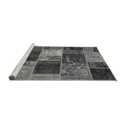 Sideview of Machine Washable Patchwork Gray Transitional Rug, wshabs2079gry