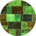 Round Patchwork Green Transitional Rug, abs2079grn