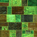 Square Machine Washable Patchwork Green Transitional Area Rugs, wshabs2079grn