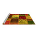 Sideview of Machine Washable Patchwork Yellow Transitional Rug, wshabs2079yw
