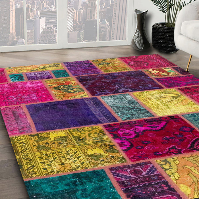 Machine Washable Abstract Dark Almond Brown Rug in a Family Room, wshabs2079