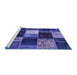 Sideview of Machine Washable Patchwork Blue Transitional Rug, wshabs2079blu