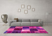 Machine Washable Patchwork Pink Transitional Rug in a Living Room, wshabs2079pnk