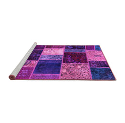 Sideview of Machine Washable Patchwork Purple Transitional Area Rugs, wshabs2079pur