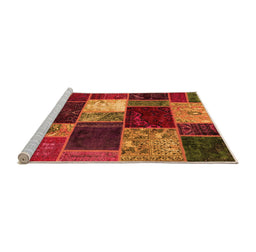 Sideview of Machine Washable Patchwork Orange Transitional Area Rugs, wshabs2079org