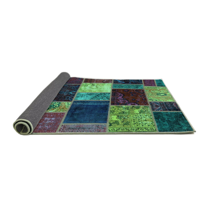 Sideview of Patchwork Turquoise Transitional Rug, abs2079turq