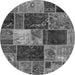 Round Patchwork Gray Transitional Rug, abs2079gry