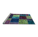 Sideview of Machine Washable Patchwork Light Blue Transitional Rug, wshabs2079lblu