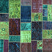 Square Patchwork Turquoise Transitional Rug, abs2079turq