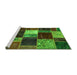 Sideview of Machine Washable Patchwork Green Transitional Area Rugs, wshabs2079grn