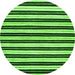 Round Machine Washable Abstract Green Modern Area Rugs, wshabs207grn