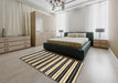 Abstract Black Modern Rug in a Bedroom, abs207