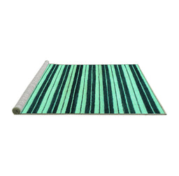 Sideview of Machine Washable Abstract Turquoise Modern Area Rugs, wshabs207turq