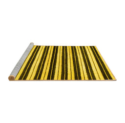 Sideview of Machine Washable Abstract Yellow Modern Rug, wshabs207yw