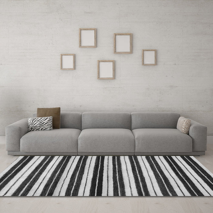 Machine Washable Abstract Gray Modern Rug in a Living Room,, wshabs207gry