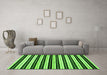 Machine Washable Abstract Green Modern Area Rugs in a Living Room,, wshabs207grn