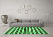 Machine Washable Abstract Emerald Green Modern Area Rugs in a Living Room,, wshabs207emgrn