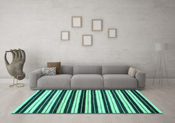 Machine Washable Abstract Turquoise Modern Area Rugs in a Living Room,, wshabs207turq
