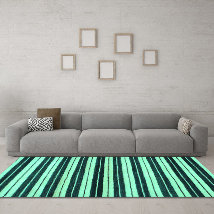 Machine Washable Abstract Turquoise Modern Area Rugs in a Living Room,, wshabs207turq